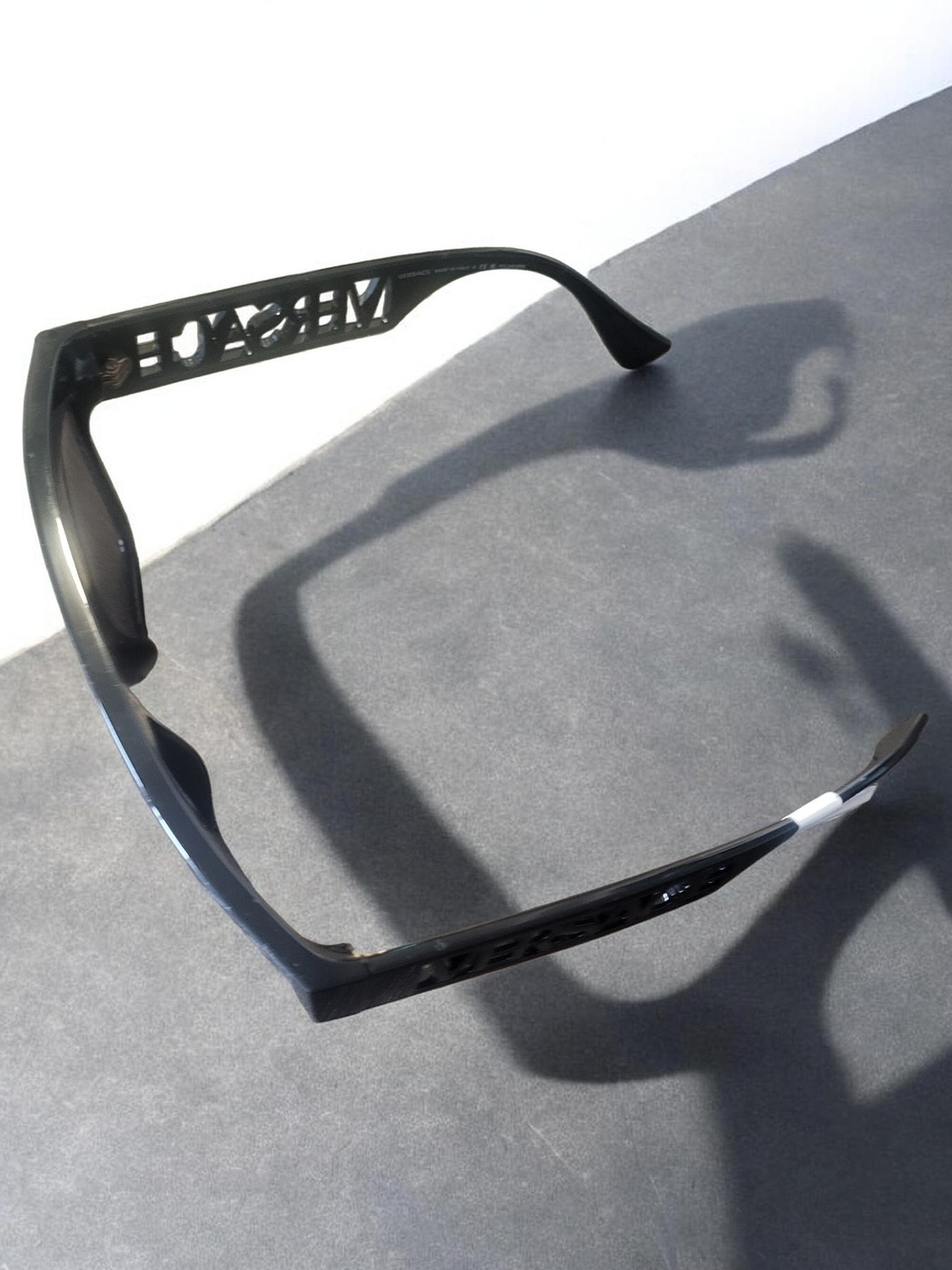 Versace Black Gloss Sunglasses with Logo Cutout Temples